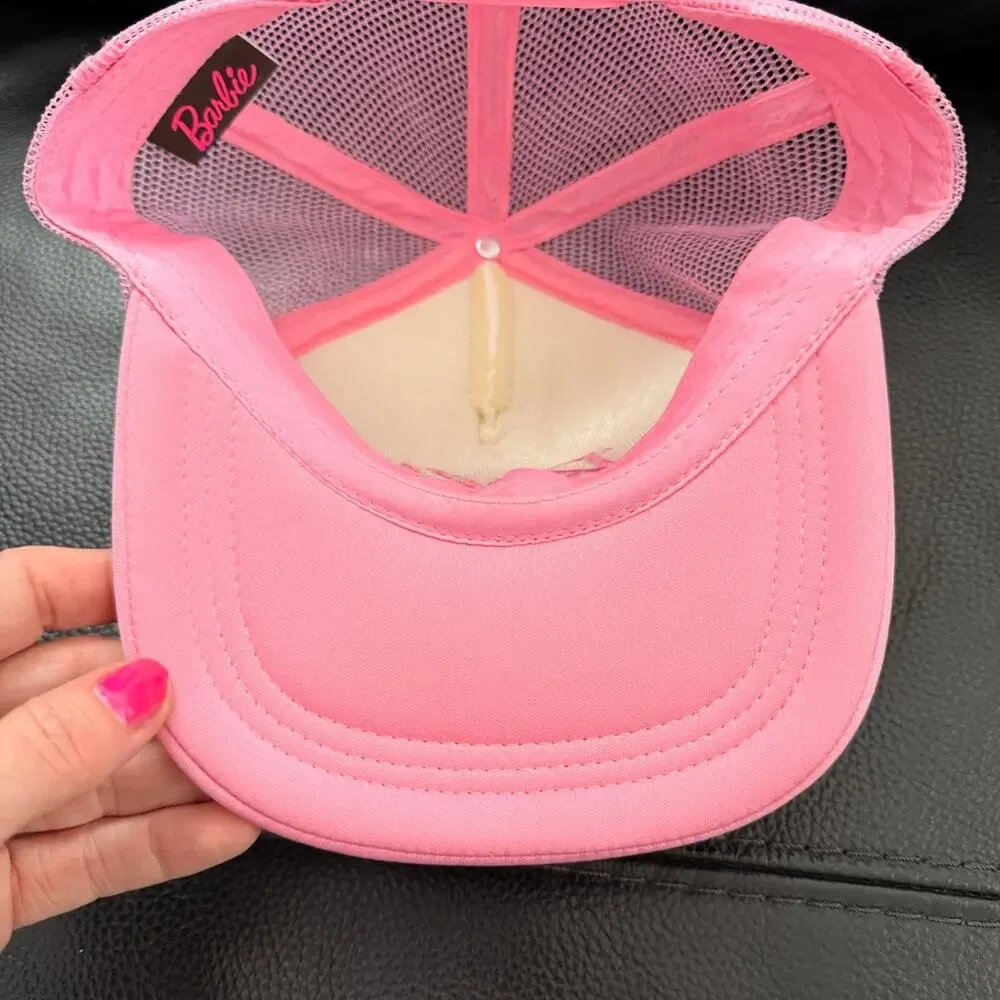 Barbie Trucker Hat Mesh Back Pink & White Adult Size New